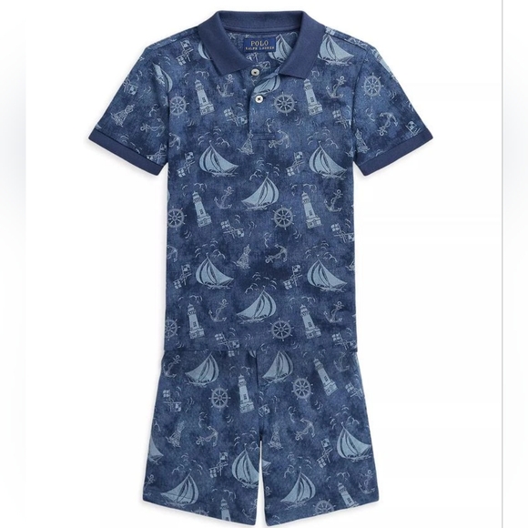 Polo Ralph Lauren noutical Print Trousers And Polo Shirt...